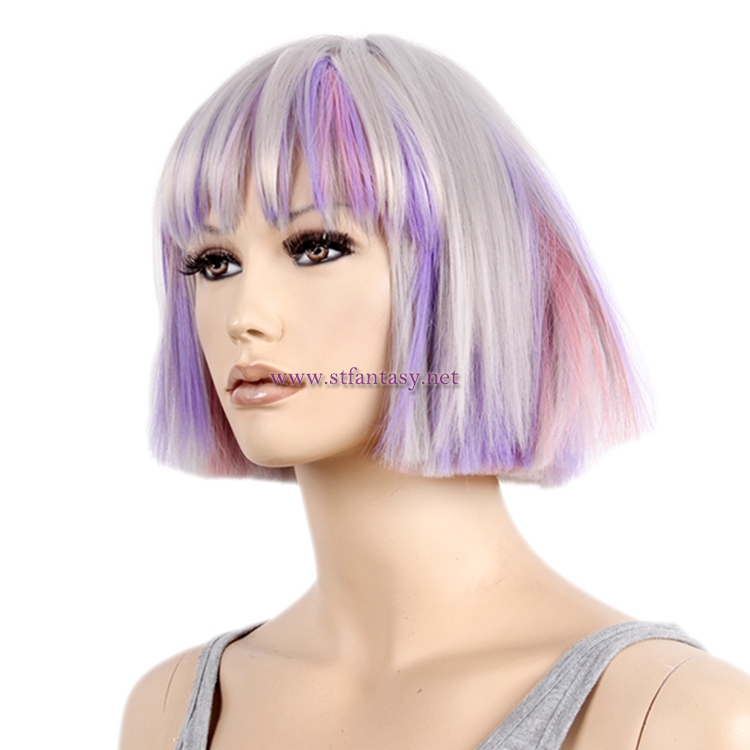 Bob Wigs Factory Wholesale Short Straight Hair Halloween Colorful Synthetic Wigs For Women