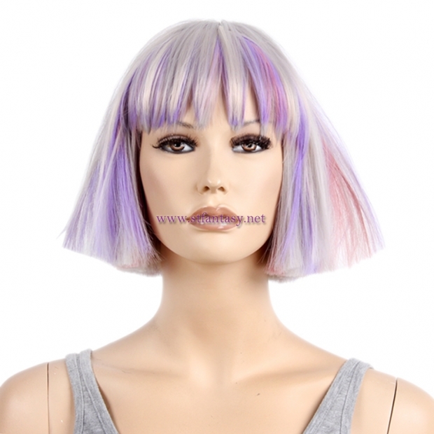 Bob Wigs Factory Wholesale Short Straight Hair Halloween Colorful Synthetic Wigs For Women
