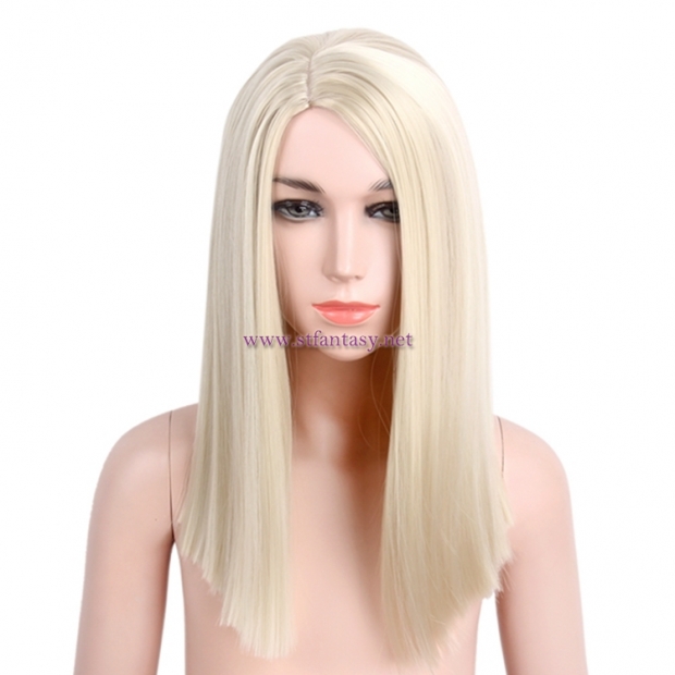 16 Inch Long Straight Kids Wig Good Quality Synthetic Blonde Wig For Girls