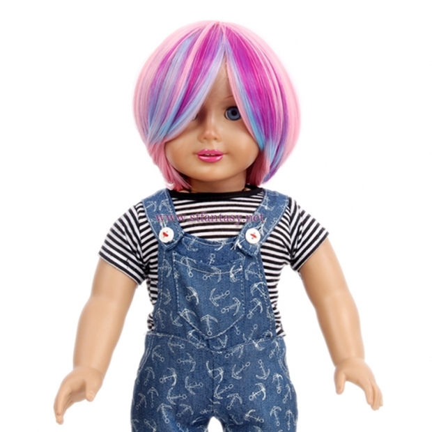 Rainbow American Girl Doll Wig Good Quality Short Straight Synthetic Wigs For Sale