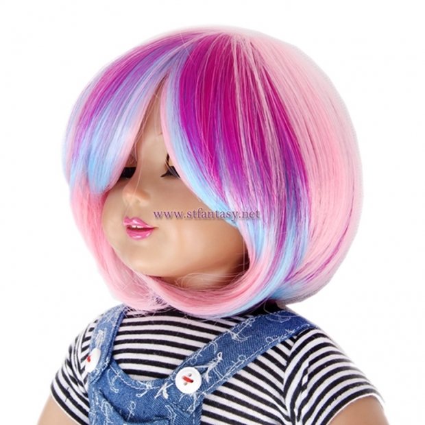 Rainbow American Girl Doll Wig Good Quality Short Straight Synthetic Wigs For Sale