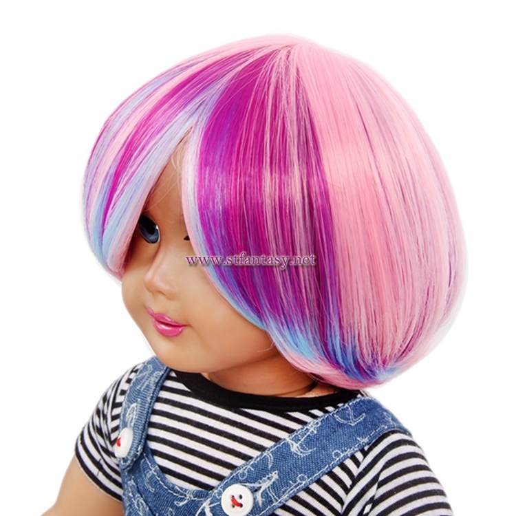 Rainbow American Girl Doll Wig Good Quality Short Straight Synthetic Wigs For Sale