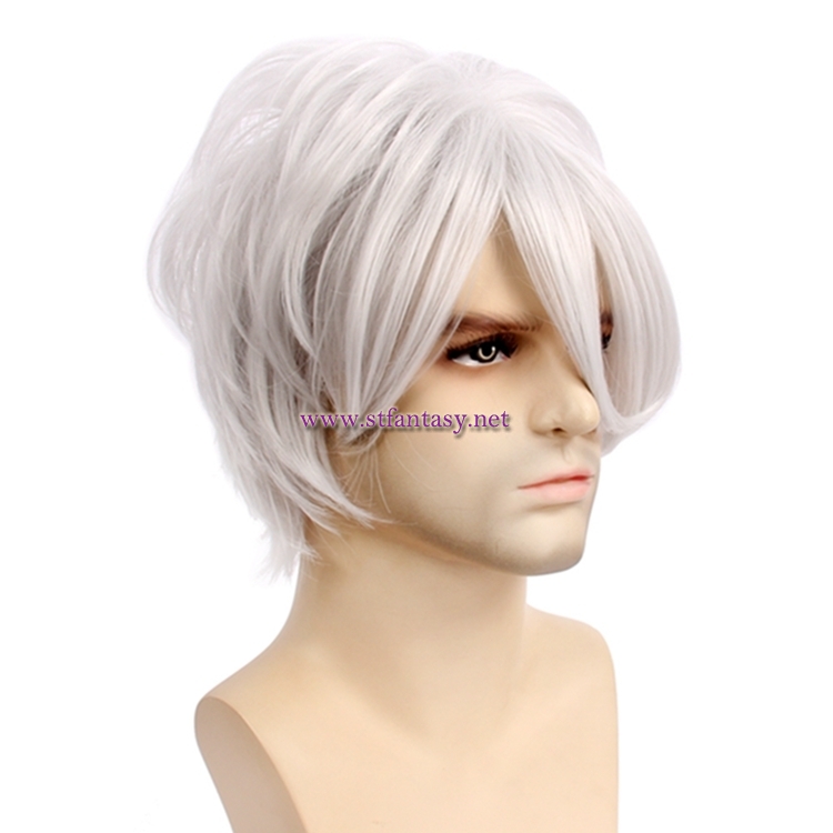 Gintama Cosplay Wig Mens Short Silver Gray Wig For Party