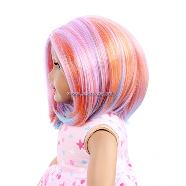 Wholesale American Girl Doll Wigs Colorful Short Straight Synthetic Wig With Bangs