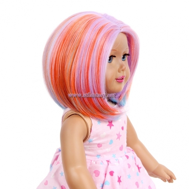 Wholesale American Girl Doll Wigs Colorful Short Straight Synthetic Wig With Bangs