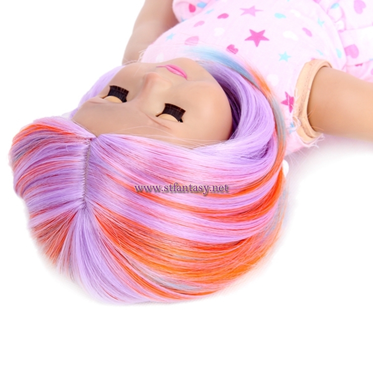 Wholesale American Girl Doll Wigs Colorful Short Straight Synthetic Wig With Bangs