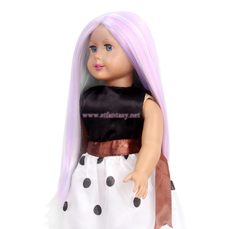 Wholesale 18 Inch Doll Wigs Light Pink Synthetic Hair Long Straight Wig For Dolls