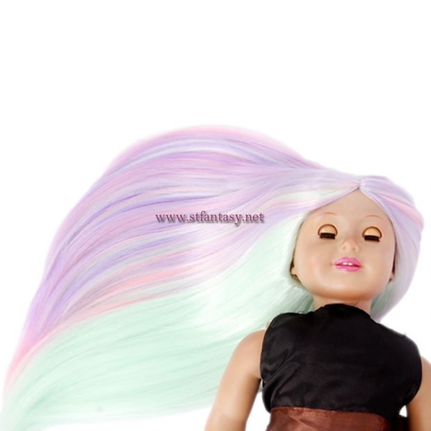 Wholesale 18 Inch Doll Wigs Light Pink Synthetic Hair Long Straight Wig For Dolls