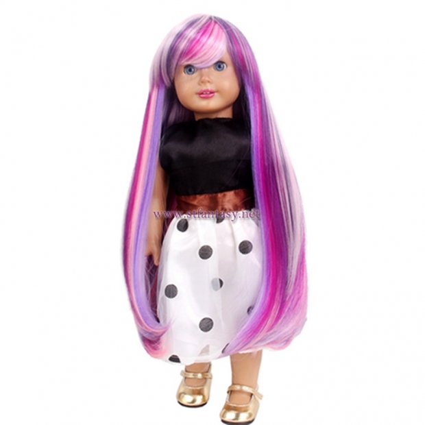 China Wig Supplier Wholesale 16 Inch Long Straight Colorful Synthetic Hair Cheap Doll Wigs