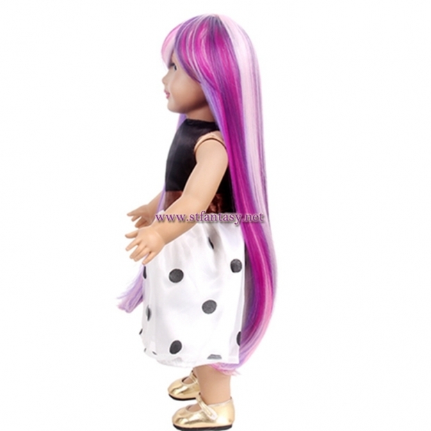 China Wig Supplier Wholesale 16 Inch Long Straight Colorful Synthetic Hair Cheap Doll Wigs