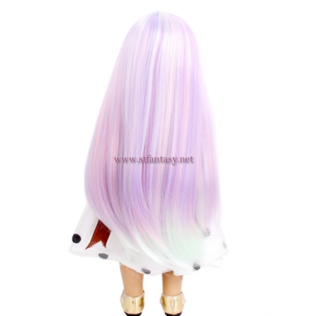 Wholesale 18 Inch Doll Wigs Light Pink Synthetic Hair Long Straight Wig For Dolls