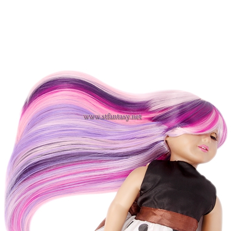 China Wig Supplier Wholesale 16 Inch Long Straight Colorful Synthetic Hair Cheap Doll Wigs