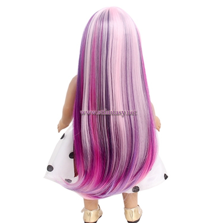 China Wig Supplier Wholesale 16 Inch Long Straight Colorful Synthetic Hair Cheap Doll Wigs