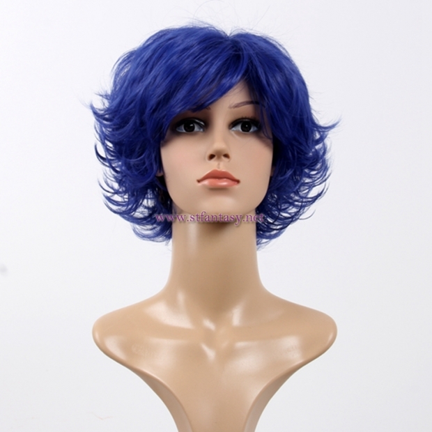 China Colored Wig Wholesale Blue Red Orange Yaki Short Hair Wig For Party