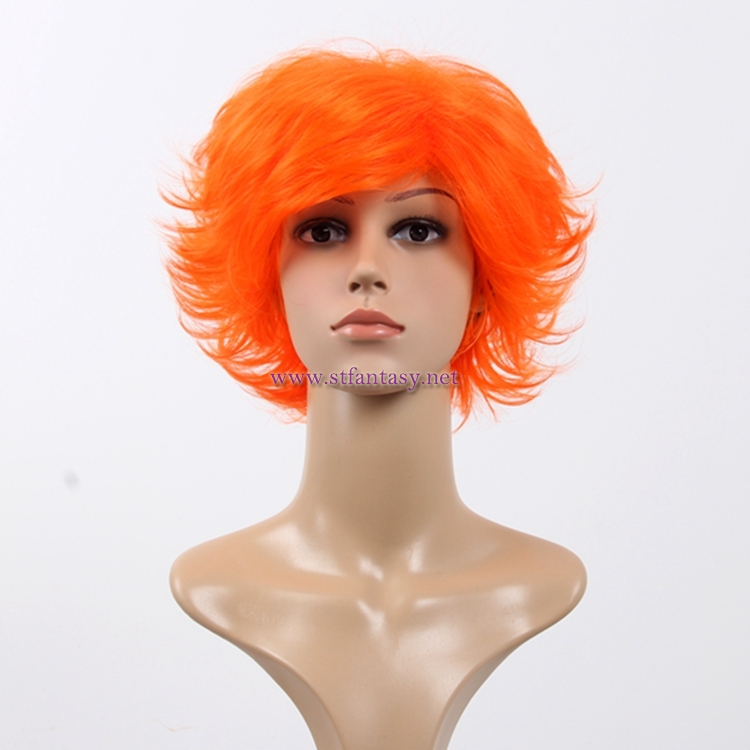 China Colored Wig Wholesale Blue Red Orange Yaki Short Hair Wig For Party