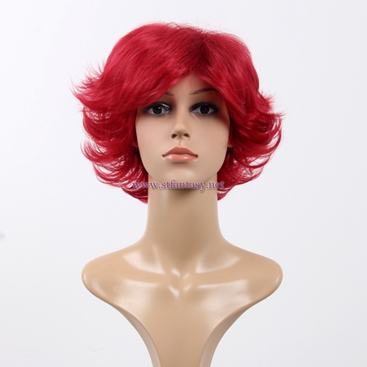 China Colored Wig Wholesale Blue Red Orange Yaki Short Hair Wig For Party