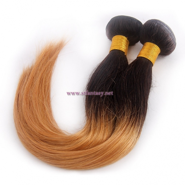 China Indian Hair Weave Manufacturers Half Black Half Blonde Long Straight Human Hair Weave
