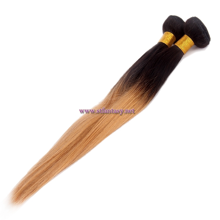 China Indian Hair Weave Manufacturers Half Black Half Blonde Long Straight Human Hair Weave