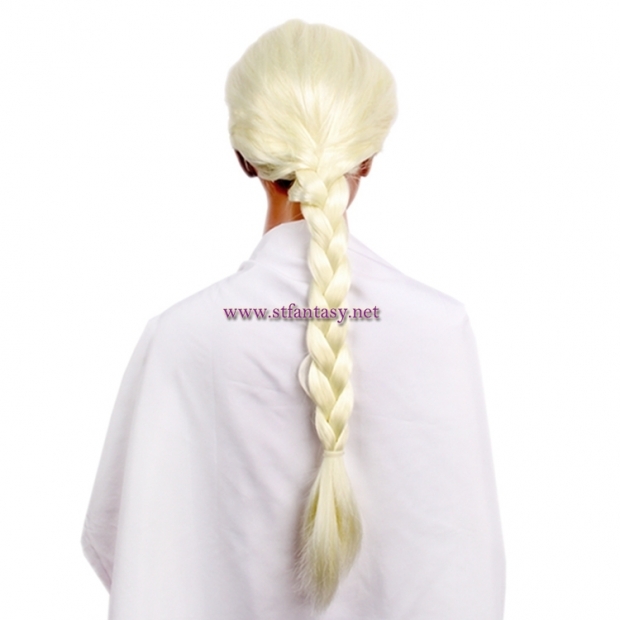 Wholesale Frozen Elsa White Cosplay Wig Synthetic Long Ponytail Braids Wig For Kid