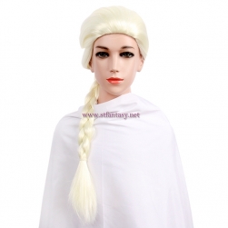 Wholesale Frozen Elsa White Cosplay Wig Synthetic Long Ponytail Braids Wig For Kid