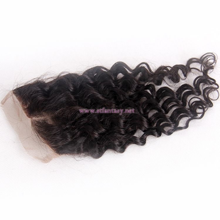 Wholesale Human Hair Toupee 4x4 Lace Closure Deep Wave Natural Color Brazilian Hair Extensions