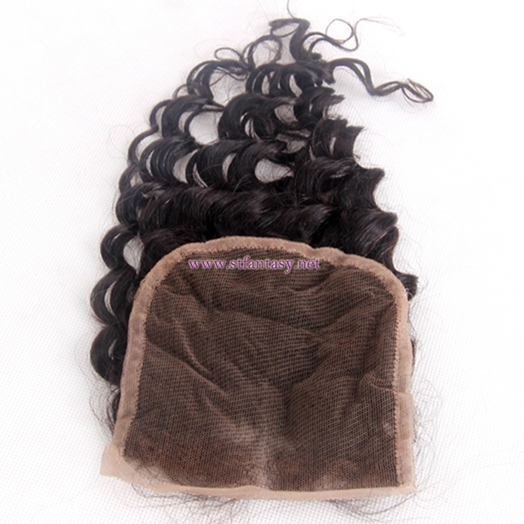 Wholesale Human Hair Toupee 4x4 Lace Closure Deep Wave Natural Color Brazilian Hair Extensions