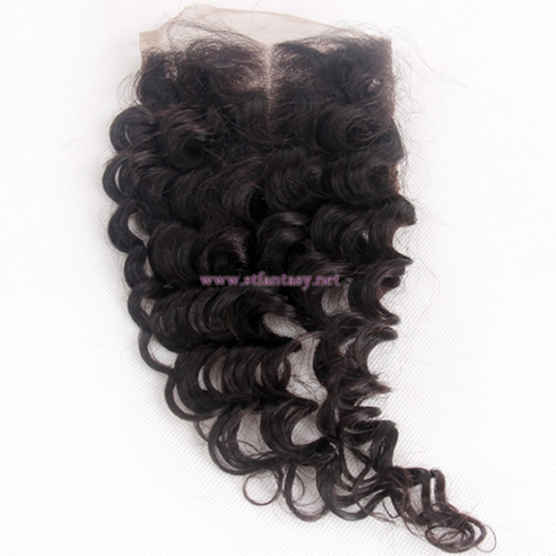 Wholesale Human Hair Toupee 4x4 Lace Closure Deep Wave Natural Color Brazilian Hair Extensions