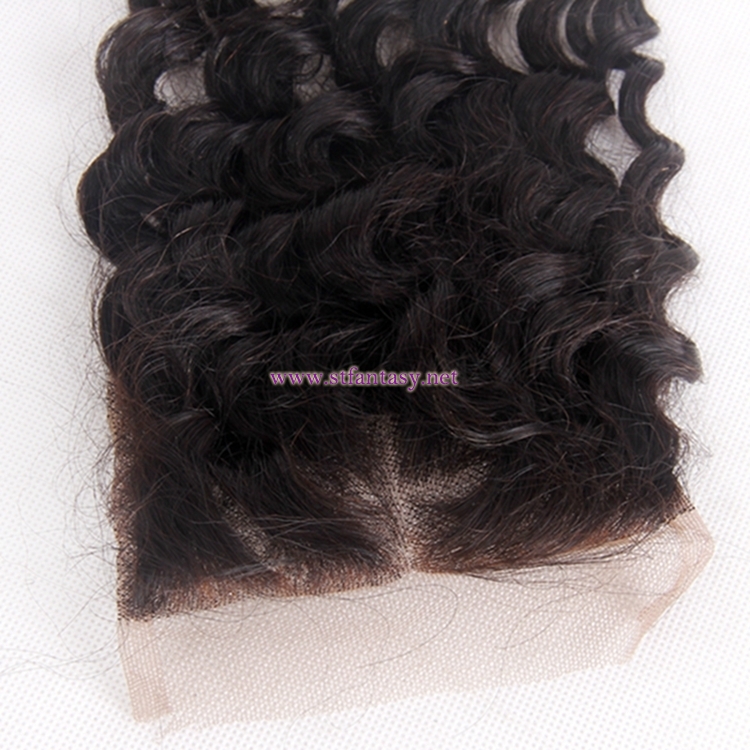 Wholesale Human Hair Toupee 4x4 Lace Closure Deep Wave Natural Color Brazilian Hair Extensions