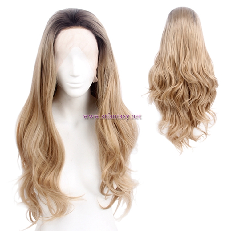 Premium Quality Synthetic Lace Front Wigs Long Curly Blonde Wig For Women