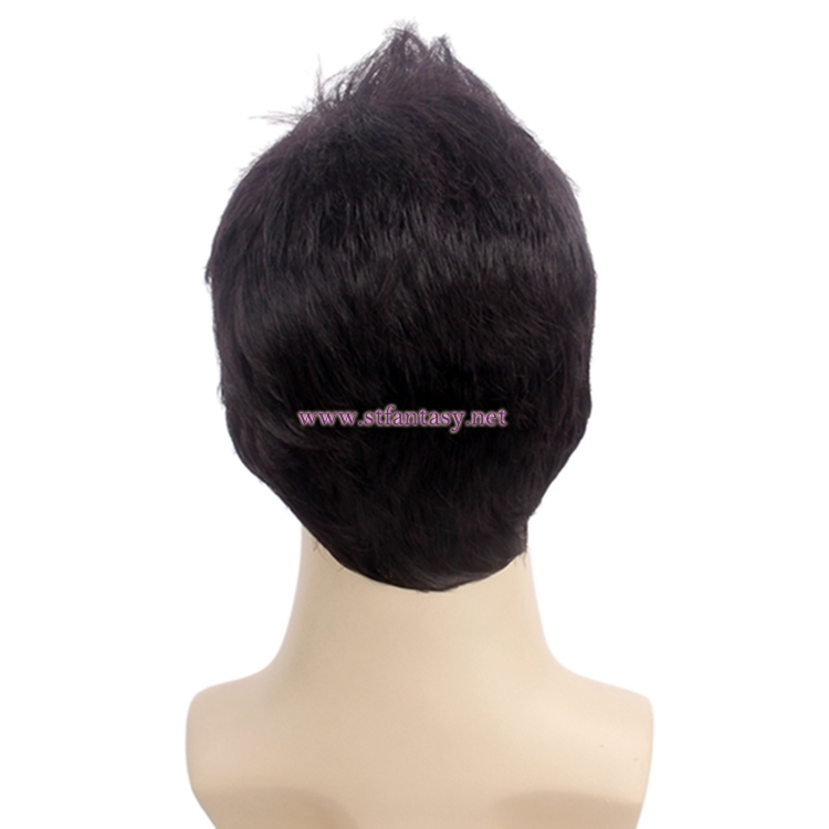 11 Inch Handsome Short Wig Brown Synthetic Hair Men Wig For Cheap Sale