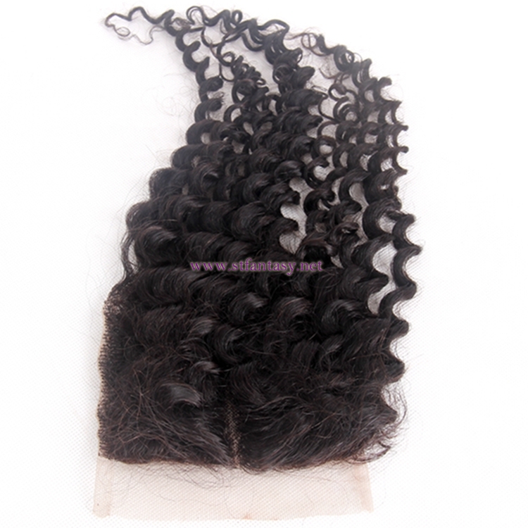 Remy Hair Extensions Wholesale 4x4 16 Inch Natural Color Lace Closure Deep Curly Hair Toupee