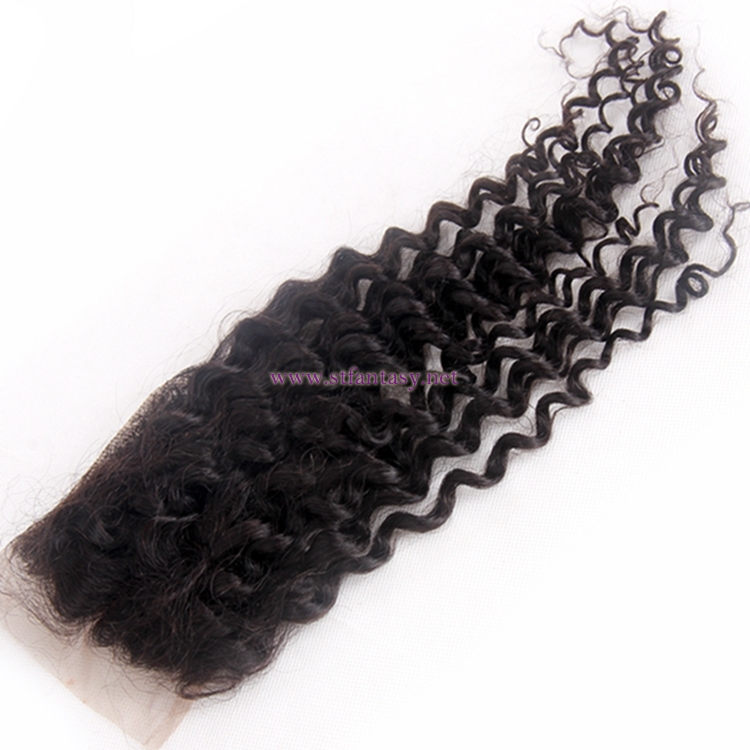 Remy Hair Extensions Wholesale 4x4 16 Inch Natural Color Lace Closure Deep Curly Hair Toupee