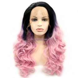 China Lace Front Wigs Manufacturers New Gradient Color Long Synthetic Wig For Party