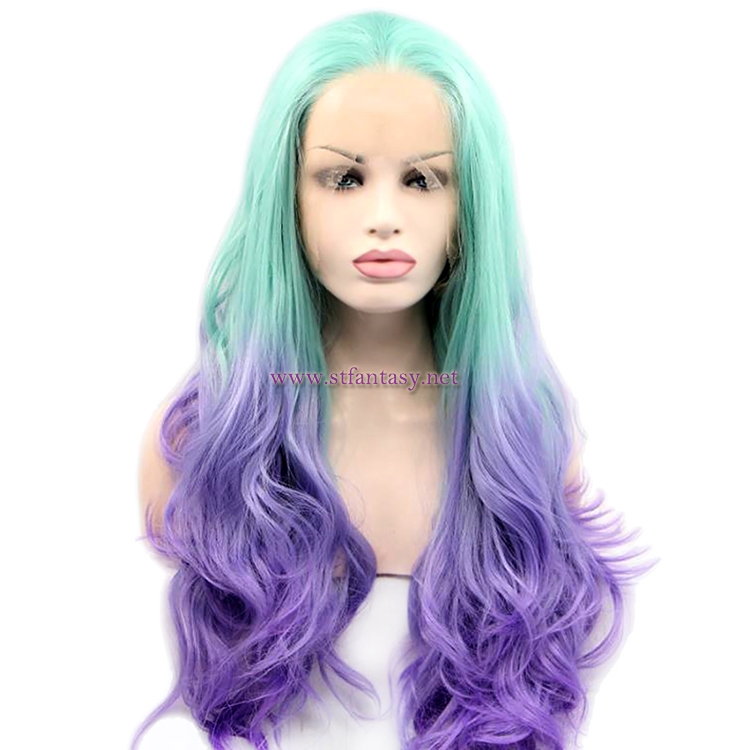 China Lace Front Wigs Manufacturers New Gradient Color Long Synthetic Wig For Party