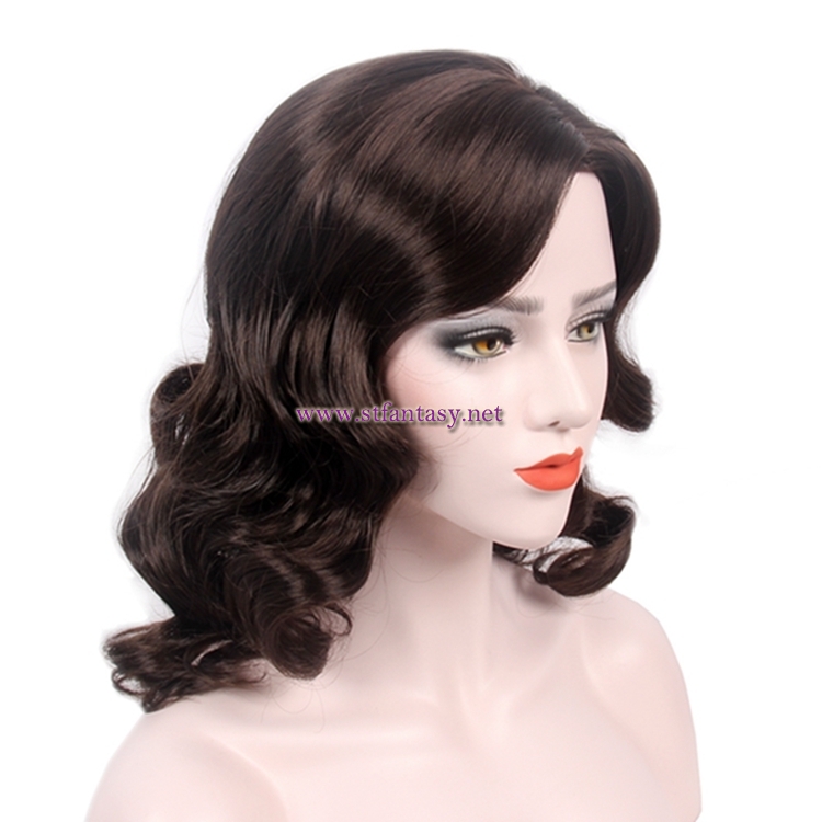 Wholesale Synthetic Wigs By Jinxing Classical Women Black Middle-Length Curly Hair Wig