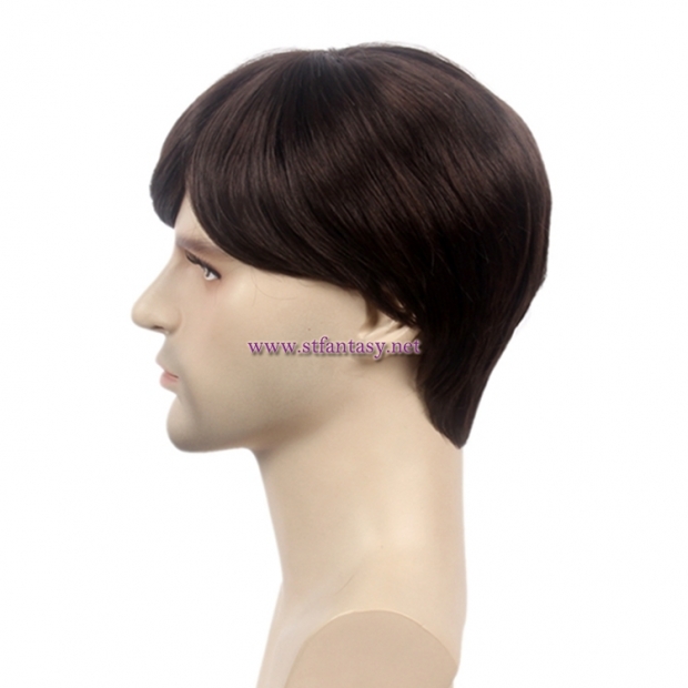 Quality Synthetic Wigs Wholesale Short Brown Mens Wig