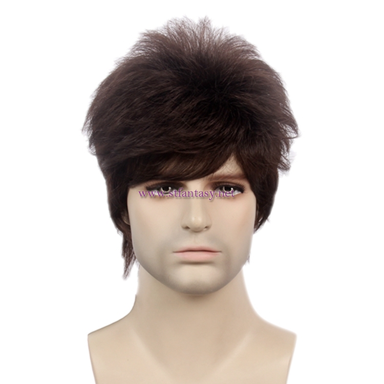 Synthetic Hair Wig Factory Wholesale Short Straight Brown Wigs For Men