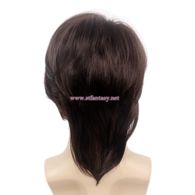 Wholesale Mens Wigs Mid-Length Straight Brown Synthetic Wig For Cheap Sale