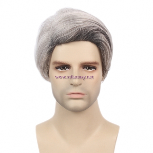 Mens Hair Pieces Manufacturers Silver Grey Wig Cosplay Synthetic Short Wig For Men