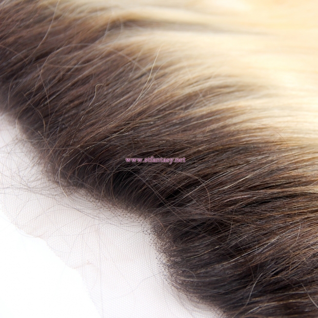 China Ombre Hair Extension Factory 13x4 Lace Frontal Straight Hair Toupee Two Tone Color Human Hair