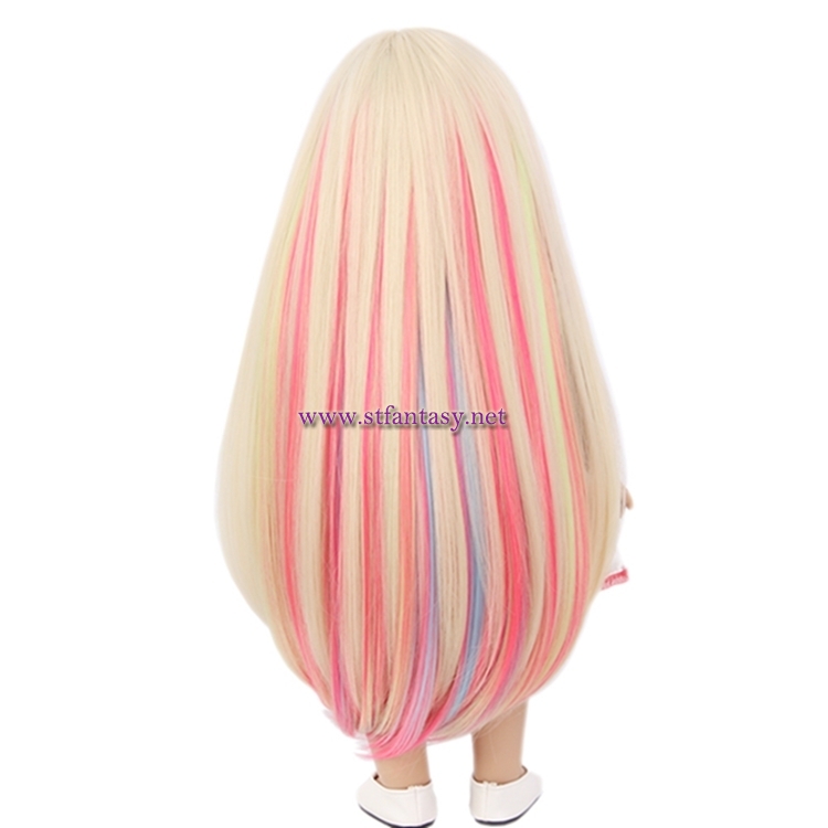 China Clip In Hair Extensions Manufacturers Synthetic Wig Colorful Long Straight Wig For Dolls