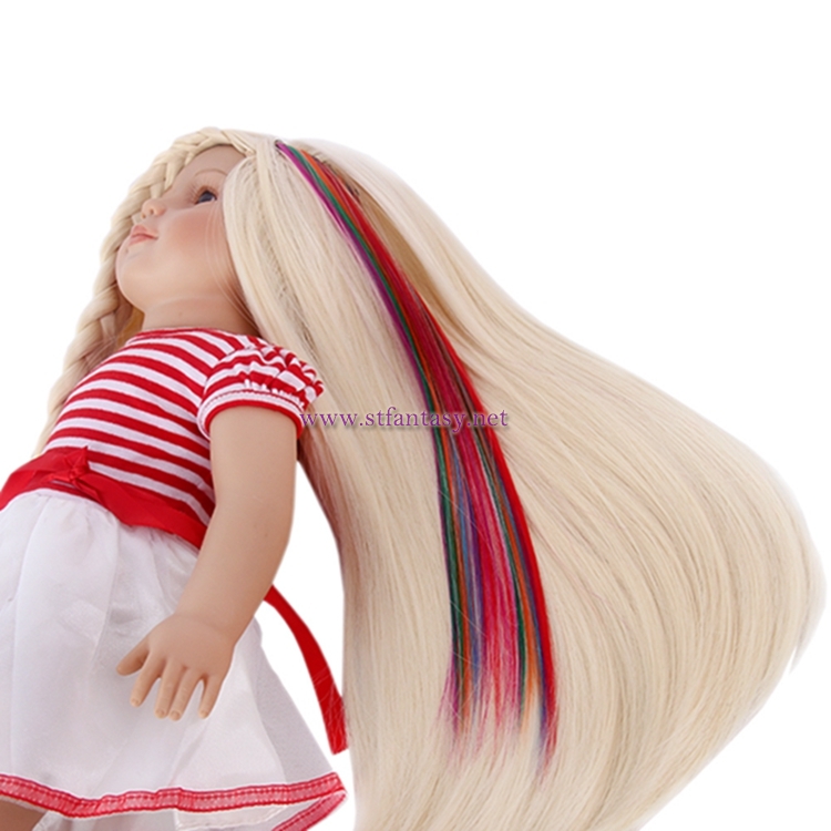 China Clip In Hair Extensions Suppliers Long Straight Rainbow Wig For American Doll Wig