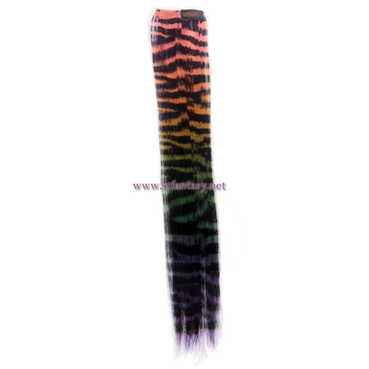 China Synthetic Clip In Hair Extensions Long Straight Leopard Color Wig For Doll Wig