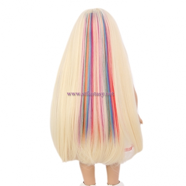 China Clip In Hair Extensions Suppliers Long Straight Rainbow Wig For American Doll Wig