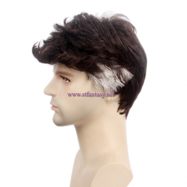 Mens Wigs Manufacturers Handsome Short Wigs Cosplay Brown Synthetic Hair Wigs For Men