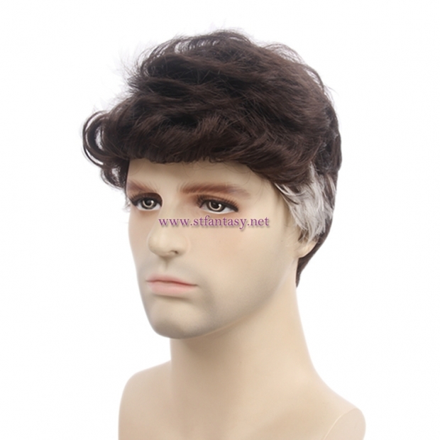 Mens Wigs Manufacturers Handsome Short Wigs Cosplay Brown Synthetic Hair Wigs For Men