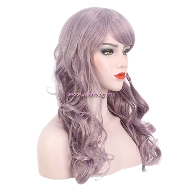 Wig Wholesale In Guangzhou Beautiful Long Curly Silver Grey Wig For Women