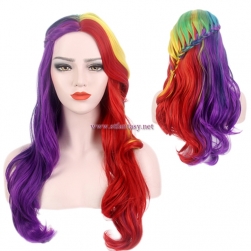 Wholesale Women Long Curly Braided Wig Synthetic Colorful Wigs For Christmas