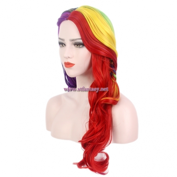 Wholesale Women Long Curly Braided Wig Synthetic Colorful Wigs For Christmas