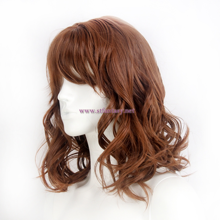 China Hair Wigs Suppliers Brown Middle Long Synthetic Hair Women Wig For Sale